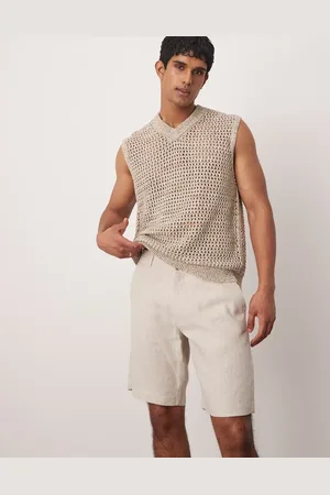 MANGO – Hochwertige Shorts aus Leinen in Beige