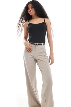 Bershka Petite – Elegante Hose in meliertem Beige