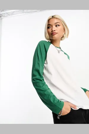 Noisy May – College-T-Shirt in Weiß und Tannengrün