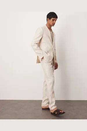 MANGO – Elegante Hose aus Flachs-Leinen in Hellbeige, Kombiteil