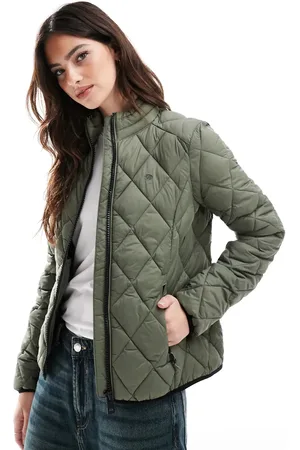 Superdry – Fuji Lite – Jacke in staubigem Olivgrün mit Rautensteppmuster