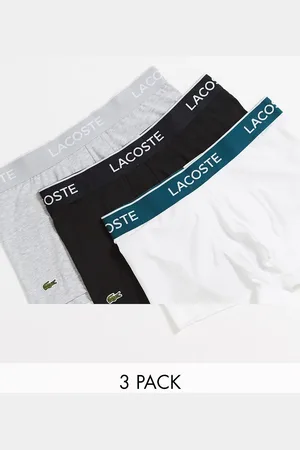 Lacoste – Unterhosen in Grau/Schwarz/Weiß im 3er-Pack