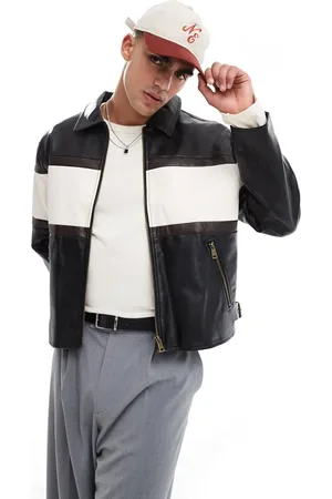 Cotton On Cotton On – Joey – Schwarz-weiße Jacke aus Kunstleder
