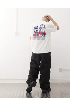 Obey – T-Shirt in Vintage-Pigmentweiß mit „Unite“-Logo und Rückenprint