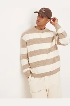 ASOS – Oversize-Strickpullover mit Streifen in Steinbeige und Ecru