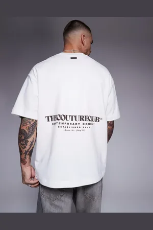 The Couture Club – Schweres T-Shirt in Wollweiß mit Logoprint am Rücken