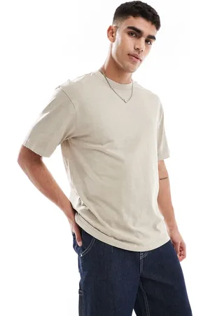 Only & Sons – T-Shirt in Cremeweiß mit Used-Details