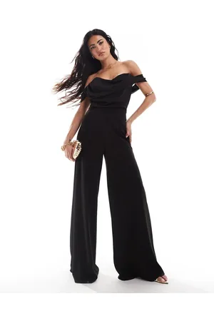 ASOS – Schulterfreier Jumpsuit in mit drapiertem Ausschnitt
