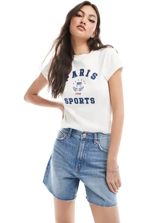 Pull&Bear – Mom-Jeans-Shorts in mit hohem Bund