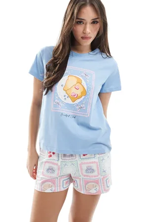 Threadbare – Pyjama mit Shorts mit Brunch-Print