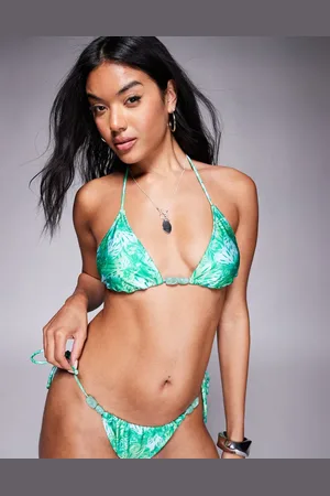 Candypants – Triangel-Bikinioberteil in mit abstraktem Print und Perlen