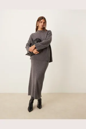 ASOS – Midi-Strickrock aus Lammwollmix, Kombiteil