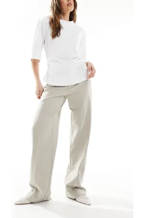Pull&Bear – Elegante Hose in Steinbeige mit geradem Bein