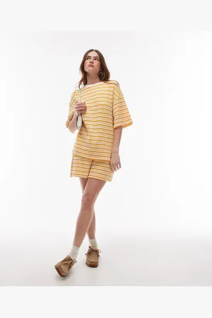 Topshop – Strukturierte Shorts in gestreift, Kombiteil