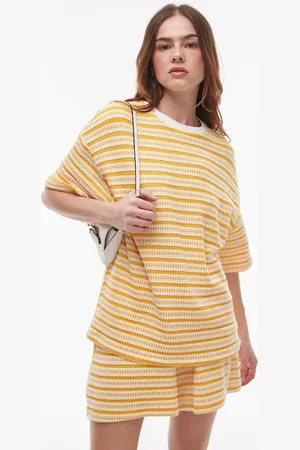 Topshop – Strukturiertes Oversize-T-Shirt in gestreift, Kombiteil