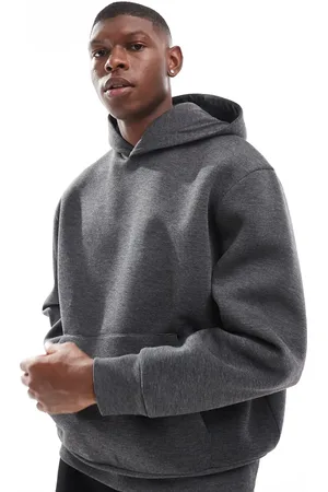 ASOS – Schwerer Oversize-Kapuzenpullover aus Neopren-Material in meliertem Anthrazit