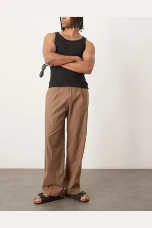 ASOS – Elegante, weit geschnittene Bundfalten-Hose aus Leinenmix