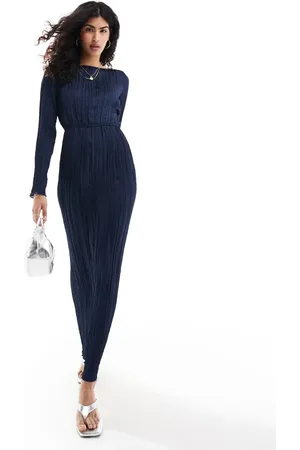ASOS – Hochgeschlossenes Maxikleid in mit Knitterstruktur