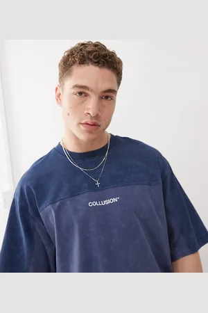 COLLUSION – Kastiges T-Shirt in mit Logo und geteiltem Design