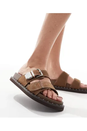 Aldo – Elyna – Ledersandalen in Hellbraun mit zwei Schnallen und Fußbett