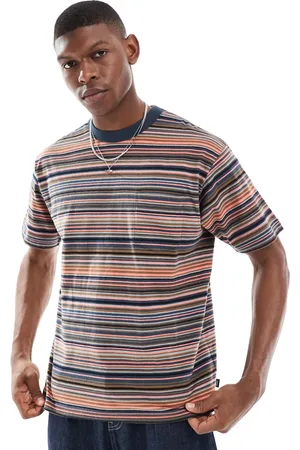Vans – Braden – Gestreiftes T-Shirt aus Strick in Pariser Nacht