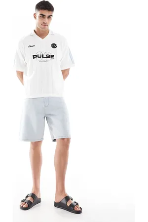 Pull&Bear – Weite Jeans-Shorts in Hellblau