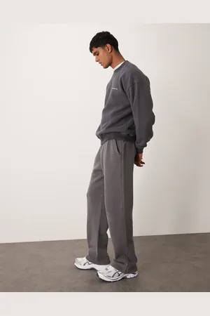 Abercrombie & Fitch – Jogginghose in mittelgrauer Vintage-Waschung mit offenem Saum