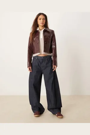 Abercrombie & Fitch – Weite Jeans in Indigoblau mit bauschigem Beinschnitt