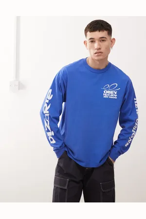 Obey – T-Shirt in leuchtendem Pigment-Indigoblau mit „Bizzare New Visions“-Logo- und Rückenprint