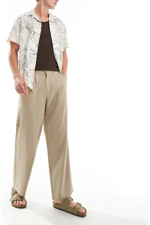 ADPT. – Locker geschnittene Hose aus Leinenmix in Beige