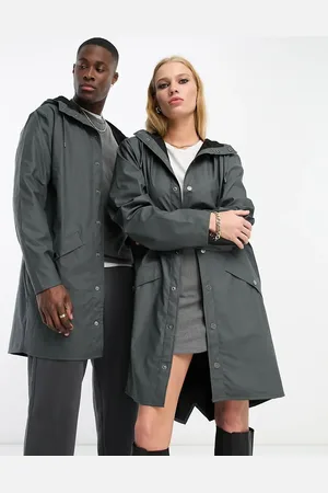 Rains – 12020 – Lange, wasserdichte Unisex-Jacke in Schiefergrau