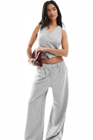 VERO MODA – Jersey-Hose in meliertem Hellgrau mit weitem Bein, Kombiteil