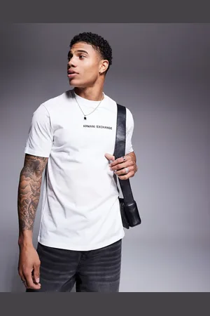 Armani Exchange – T-Shirt in Wollweiß mit Brust-Logo