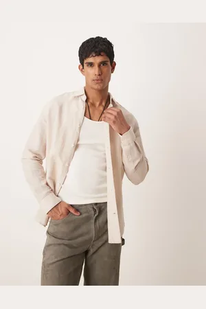 MANGO – Langärmliges Hemd aus Leinenmix in Beige