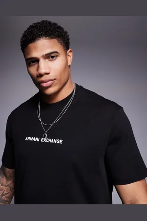 Armani Exchange – Schwarzes T-Shirt mit Logo auf der Brust