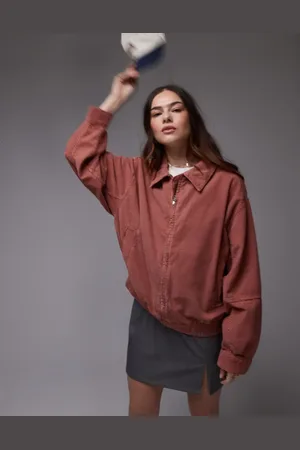 Topshop – Jacke aus Cord in Chutney mit durchgehendem Reißverschluss