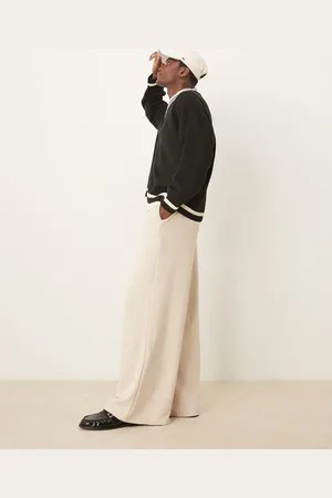 ASOS – Jogginghose in Beige mit superweitem Bein