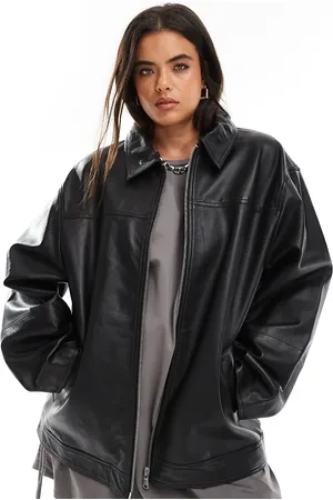 ASOS ASOS DESIGN Curve – Premium-Lederjacke in mit Kragen