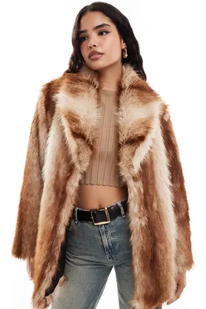Stradivarius STR – Brauner Kunstpelzmantel im Vintage-Stil