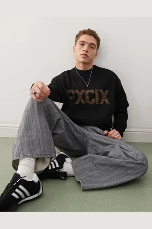ASOS – Oversize-Sweatshirt in mit Schriftzug in Gepardenmuster