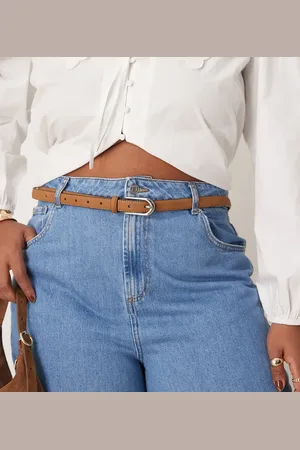 ASOS ASOS DESIGN Curve – Schmaler Taillen- und Hüftgürtel aus Wildlederimitat in Hellbraun