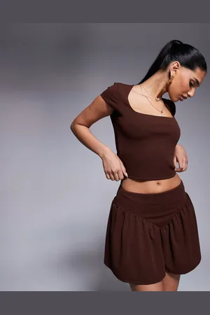 ASOS – Rock in Schokobraun mit abfallender V-förmiger Taille, Kombiteil