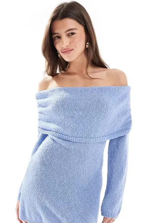 The Frolic – Exklusives, strukturiertes Mini-Strickkleid in mit Carmen-Ausschnitt