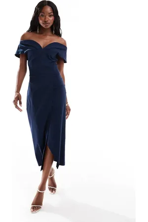 Vesper – Midaxi-Wickelkleid in mit herzförmigem Carmen-Ausschnitt