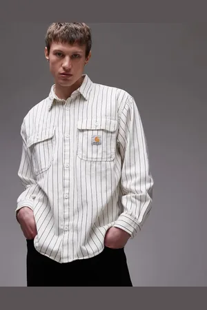 Carhartt – Hendry – Gestreiftes Hemd in Wollweiß