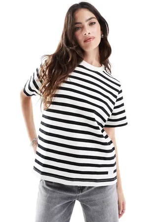 SCALPERS – Einfarbiges T-Shirt aus schwerem Stoff mit schwarzen Streifen