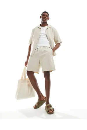 Pull&Bear – Shorts aus Leinenmix in Sand