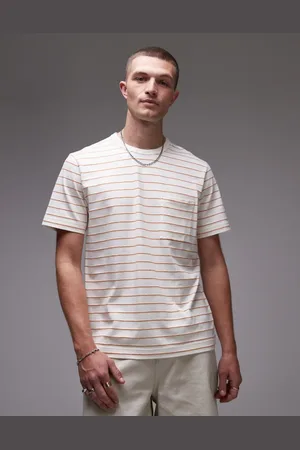 ARKET – T-Shirt in Weiß und Orange gestreift mit Tasche