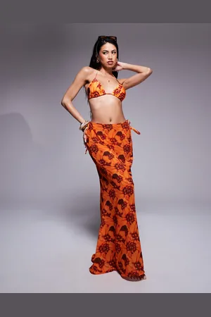 Candypants – Maxi-Strandrock aus Netzstoff in mit Batikmuster