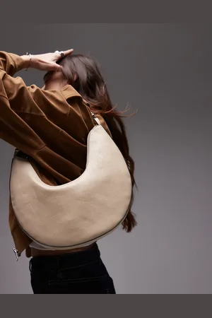 Topshop – Sydney – U-förmige Schultertasche in Wollweiß